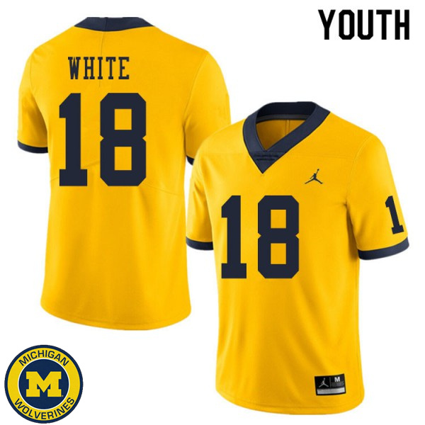 Youth University of Michigan #18 Brendan White Yellow High School Jersey